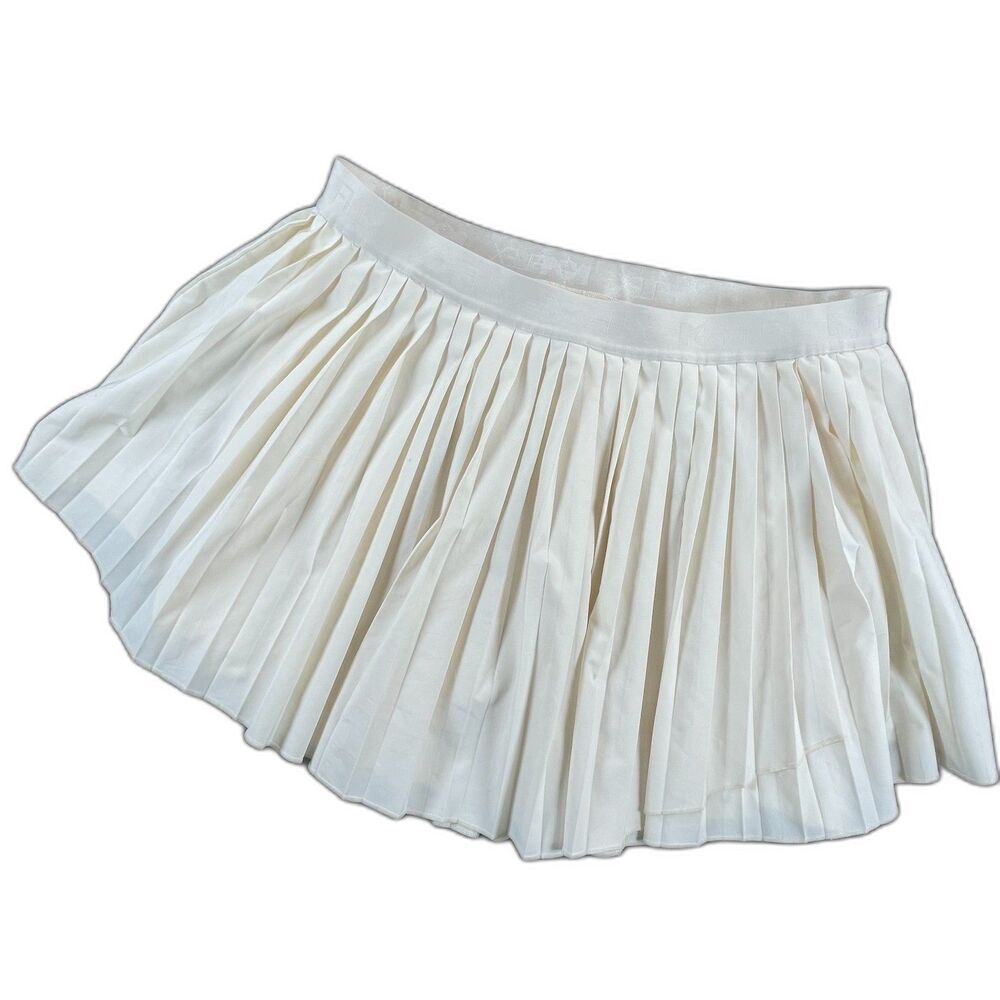 POPFLEX Ace ‘em Pleated Skort 2X White Tennis Skirt Built-In Shorts Pocket Golf